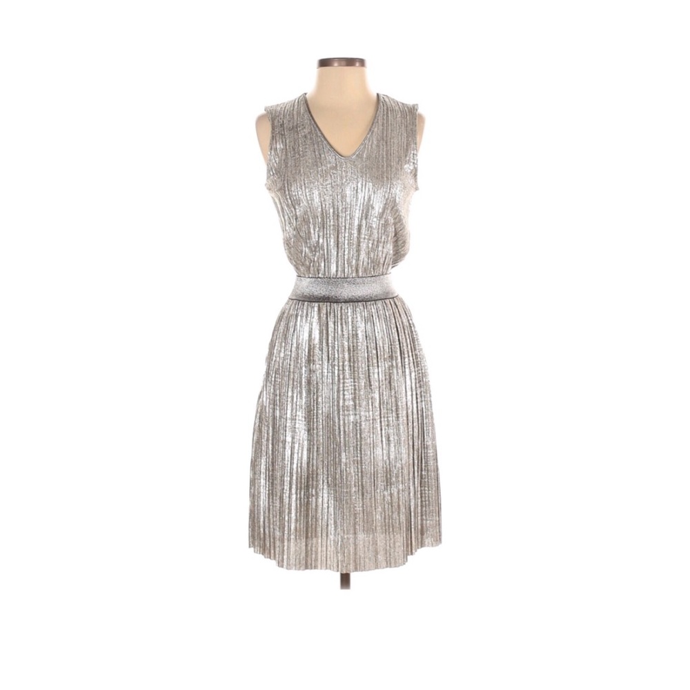Casual A Line Gray Metalic Dress Size S